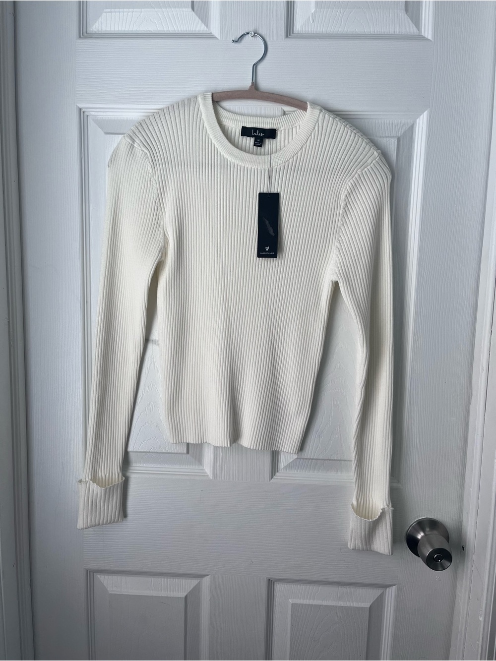 Lulu's Cream Ribbed Long-Sleeve Sweater